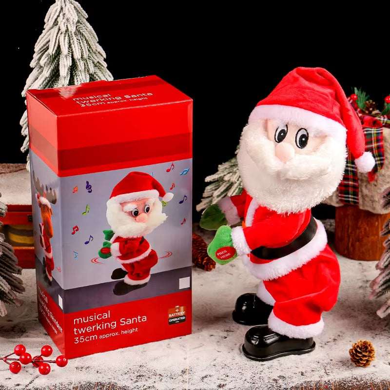 Electric Dancing Santa Claus Toy Christmas Music Butt Shake Animated Figure, Unique Novelty Gift for Xmas Birthday Party Decor