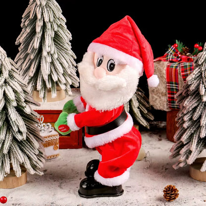 Electric Dancing Santa Claus Toy Christmas Music Butt Shake Animated Figure, Unique Novelty Gift for Xmas Birthday Party Decor