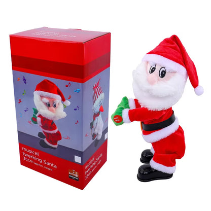 Electric Dancing Santa Claus Toy Christmas Music Butt Shake Animated Figure, Unique Novelty Gift for Xmas Birthday Party Decor