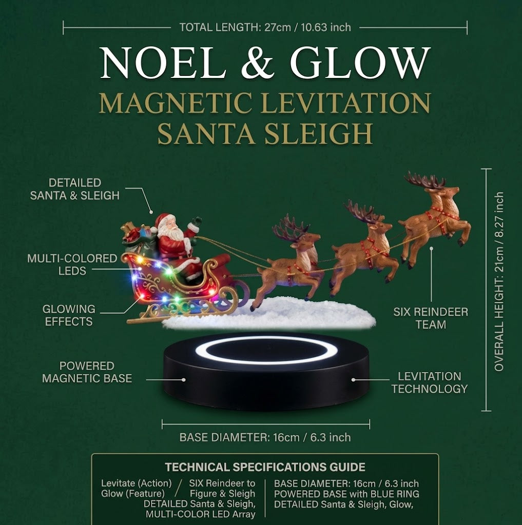 NOEL & GLOW Magnetic Levitation Santa Sleigh