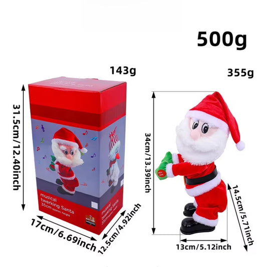 Electric Dancing Santa Claus Toy Christmas Music Butt Shake Animated Figure, Unique Novelty Gift for Xmas Birthday Party Decor